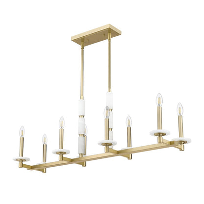 Z-Lite Kaden 8 Light Linear Chandelier in Modern Gold color, Steel frame