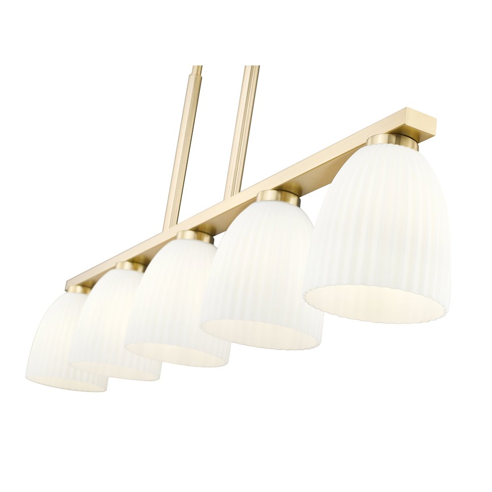 Z-Lite Naya 5 Light Linear Chandelier in Modern Gold color, Steel frame