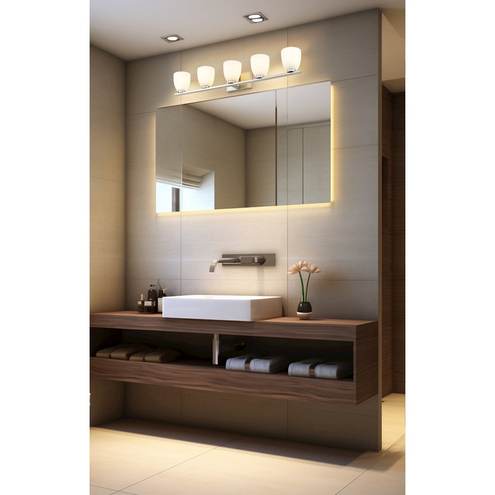 Z-Lite Naya 5 Light Vanity in Brushed Nickel color, Steel frame