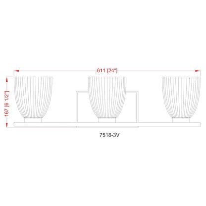 Z-Lite Naya 3 Light Vanity in Brushed Nickel color, Steel frame