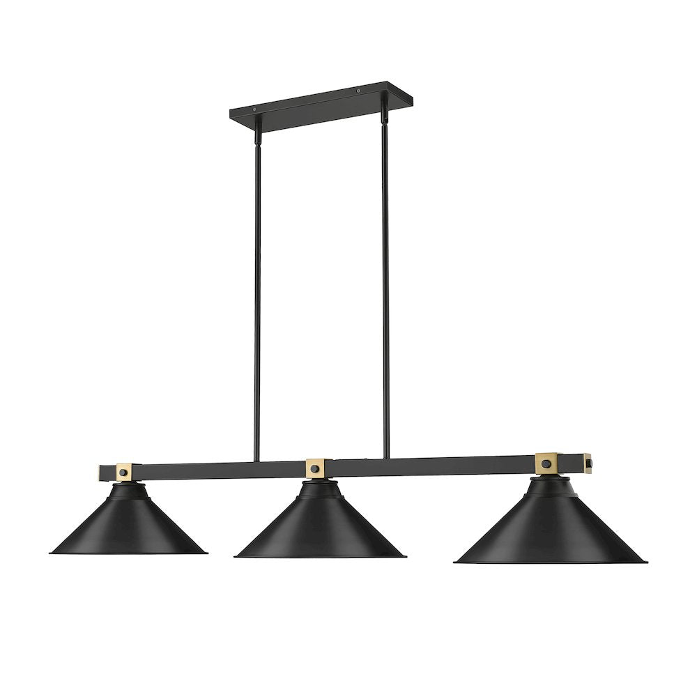 Z-Lite Bronte 3 Light Billiard, Steel Frame, Matte Black Shade Color