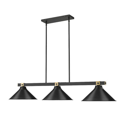 Z-Lite Bronte 3 Light Billiard, Steel Frame, Matte Black Shade Color