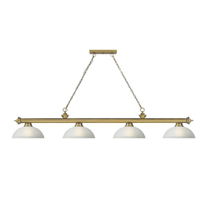 Z-Lite Cordon 4 Light Billiard, Steel Frame, White Linen Shade Color