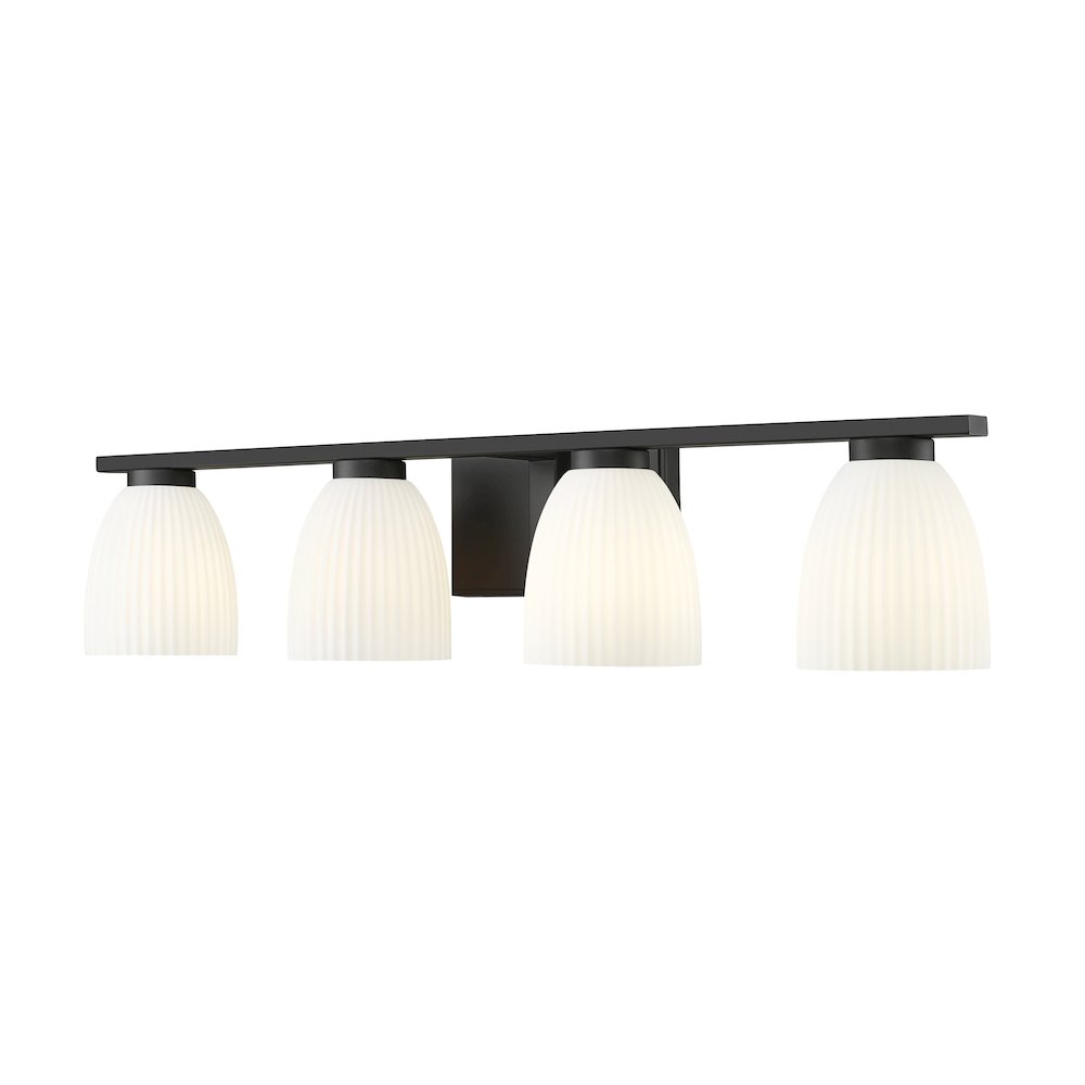 Z-Lite Naya 4 Light Vanity in Matte Black color, Steel frame