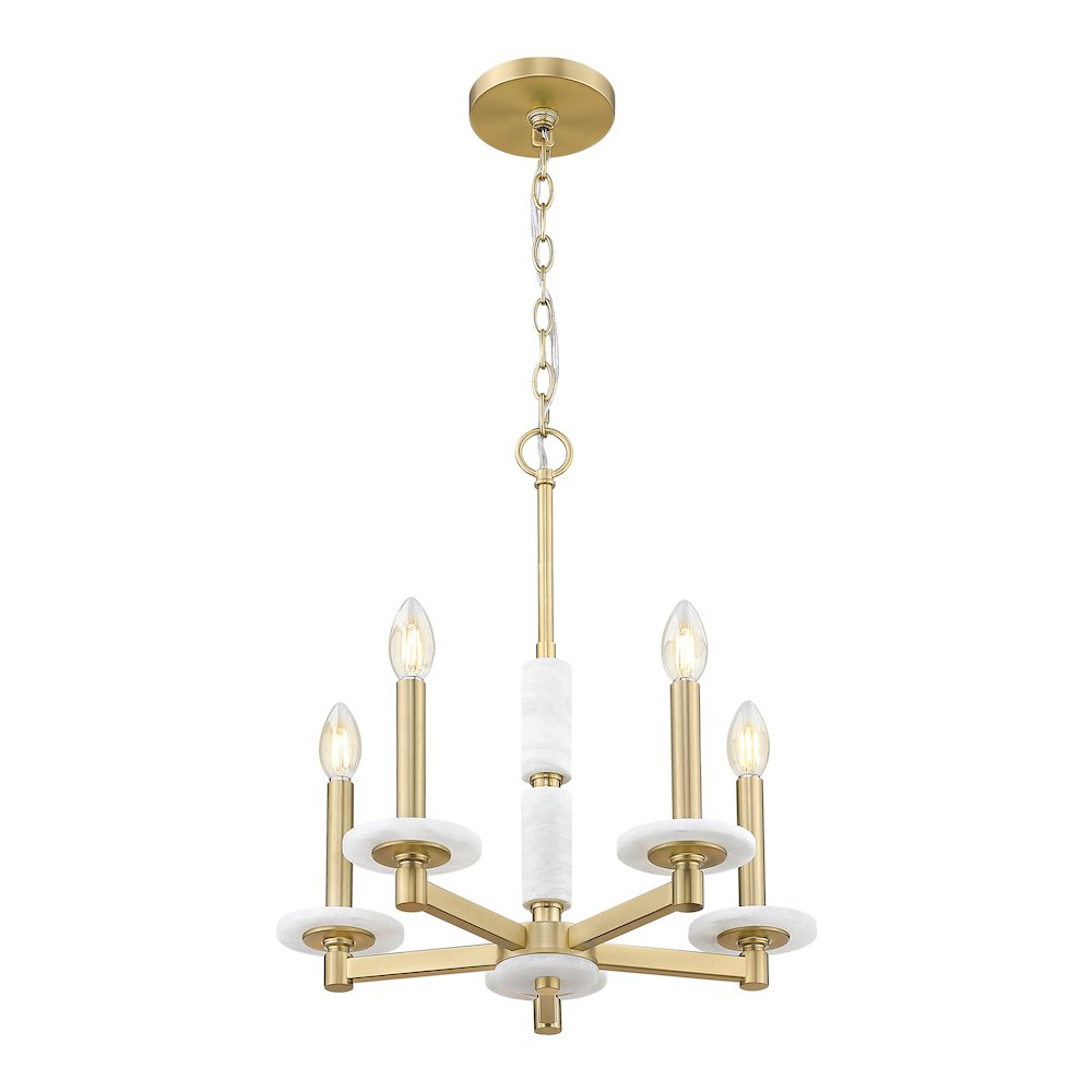 Z-Lite Kaden 5 Light Chandelier in Modern Gold color, Steel frame