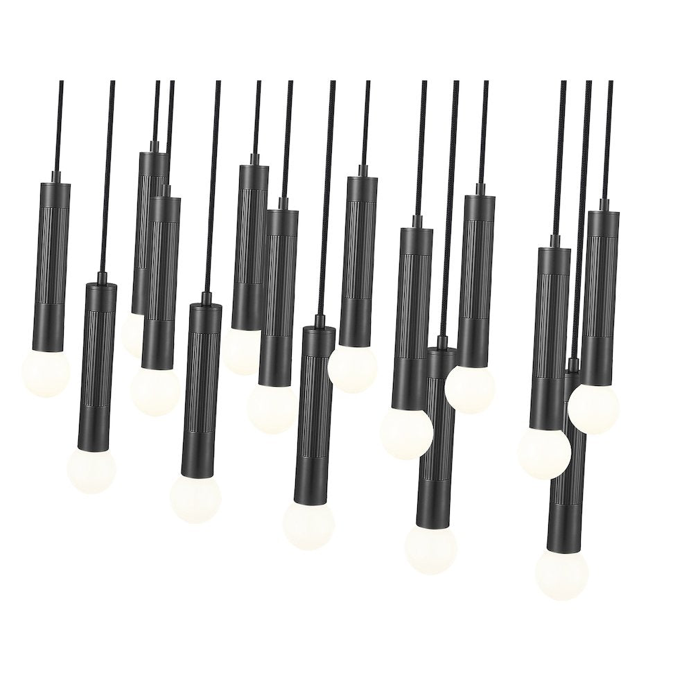 Z-Lite Stari 17 Light Linear Chandelier in Matte Black color, Steel frame