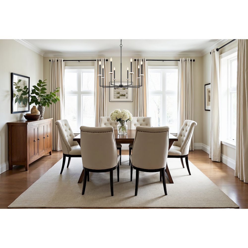 Z-Lite 8 Light Chandelier, Matte Black+Mordern Gold