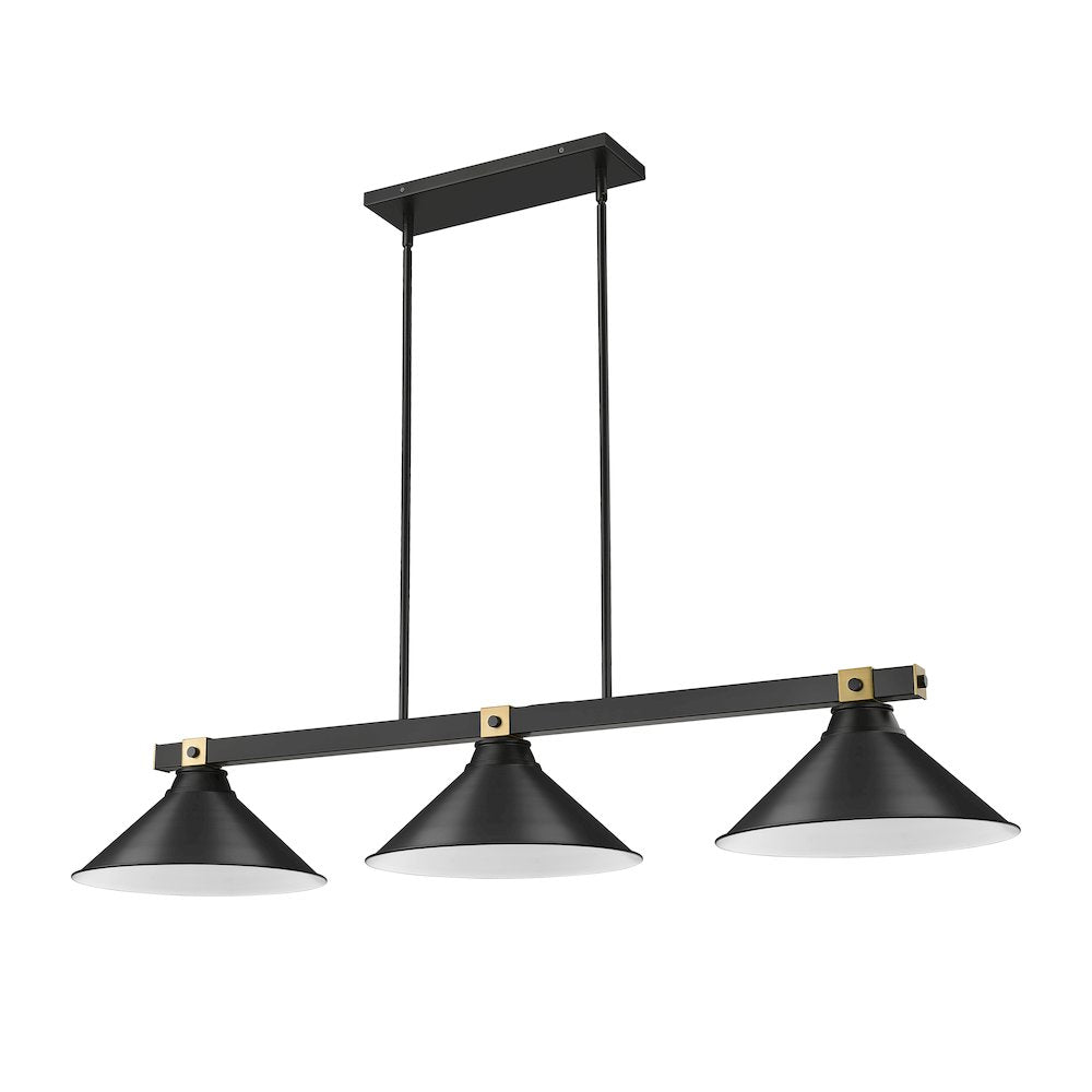 Z-Lite Bronte 3 Light Billiard, Steel Frame, Matte Black Shade Color