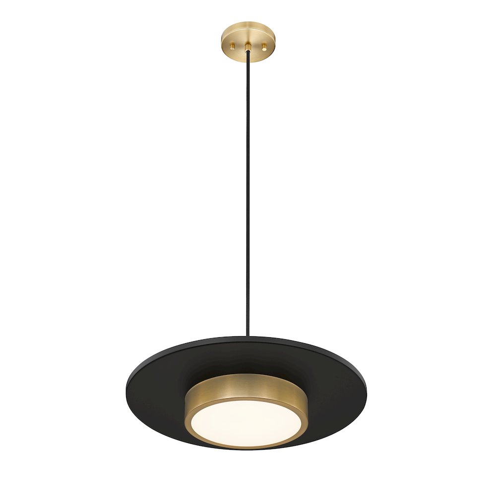 Z-Lite 1 Light Pendant, Matte Black + Modern Gold