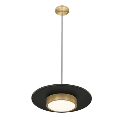 Z-Lite 1 Light Pendant, Matte Black + Modern Gold