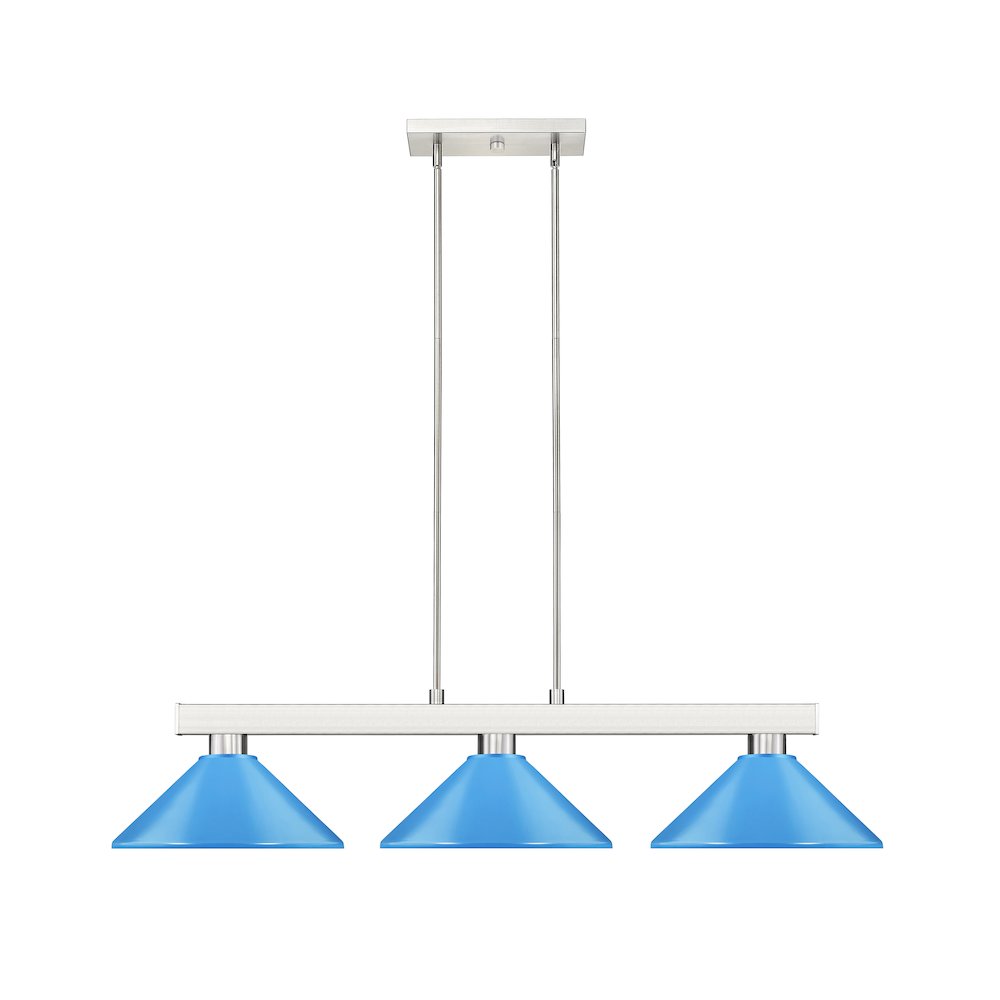 Z-Lite Cobalt 3 Light Billiard, Steel Frame, Electric Blue Shade Color