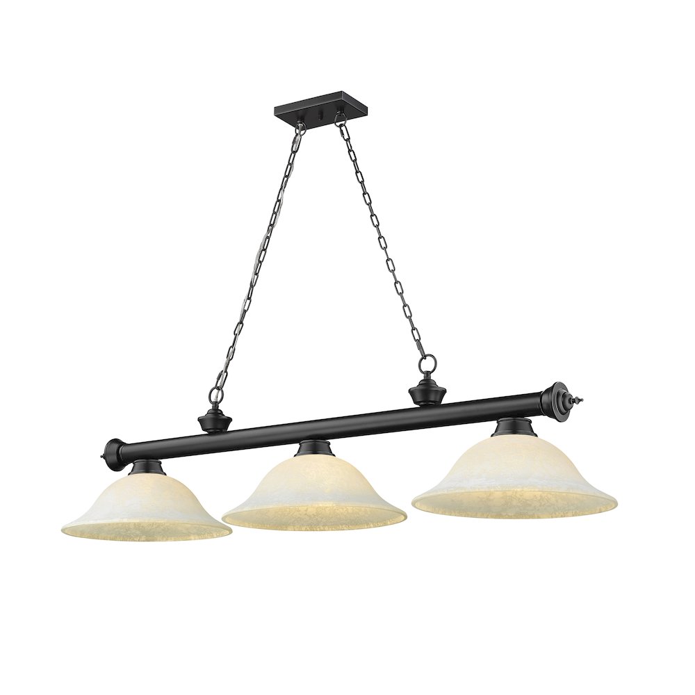 Z-Lite Cordon 3 Light Billiard, Steel Frame, White Mottle Shade Color