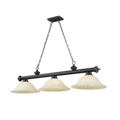 Z-Lite Cordon 3 Light Billiard, Steel Frame, White Mottle Shade Color