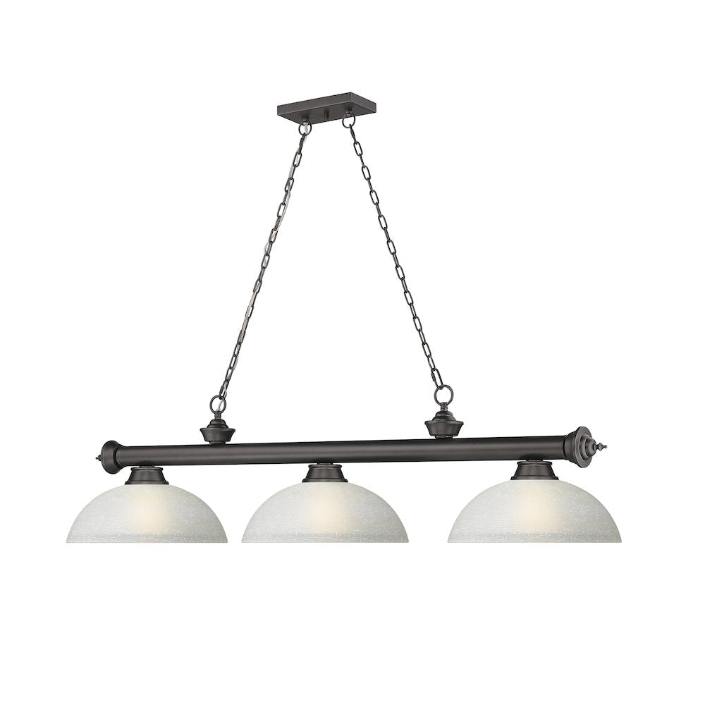 Z-Lite Cordon 3 Light Billiard, Steel Frame, White Linen Shade Color