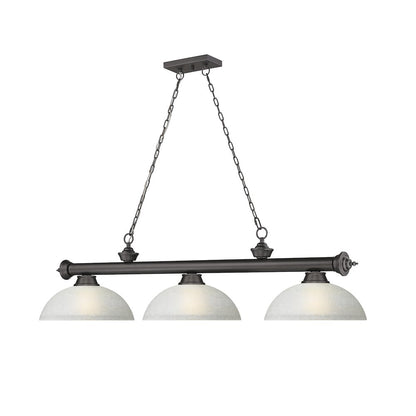 Z-Lite Cordon 3 Light Billiard, Steel Frame, White Linen Shade Color