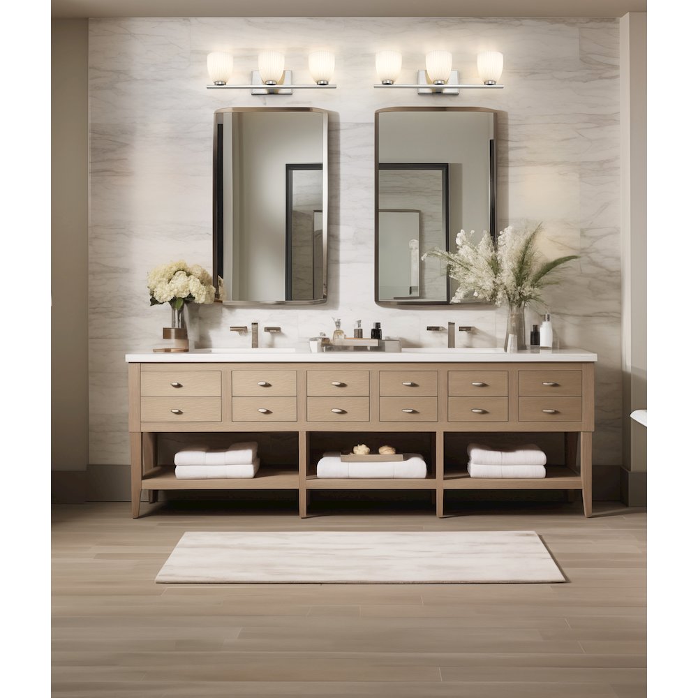 Z-Lite Naya 3 Light Vanity in Brushed Nickel color, Steel frame
