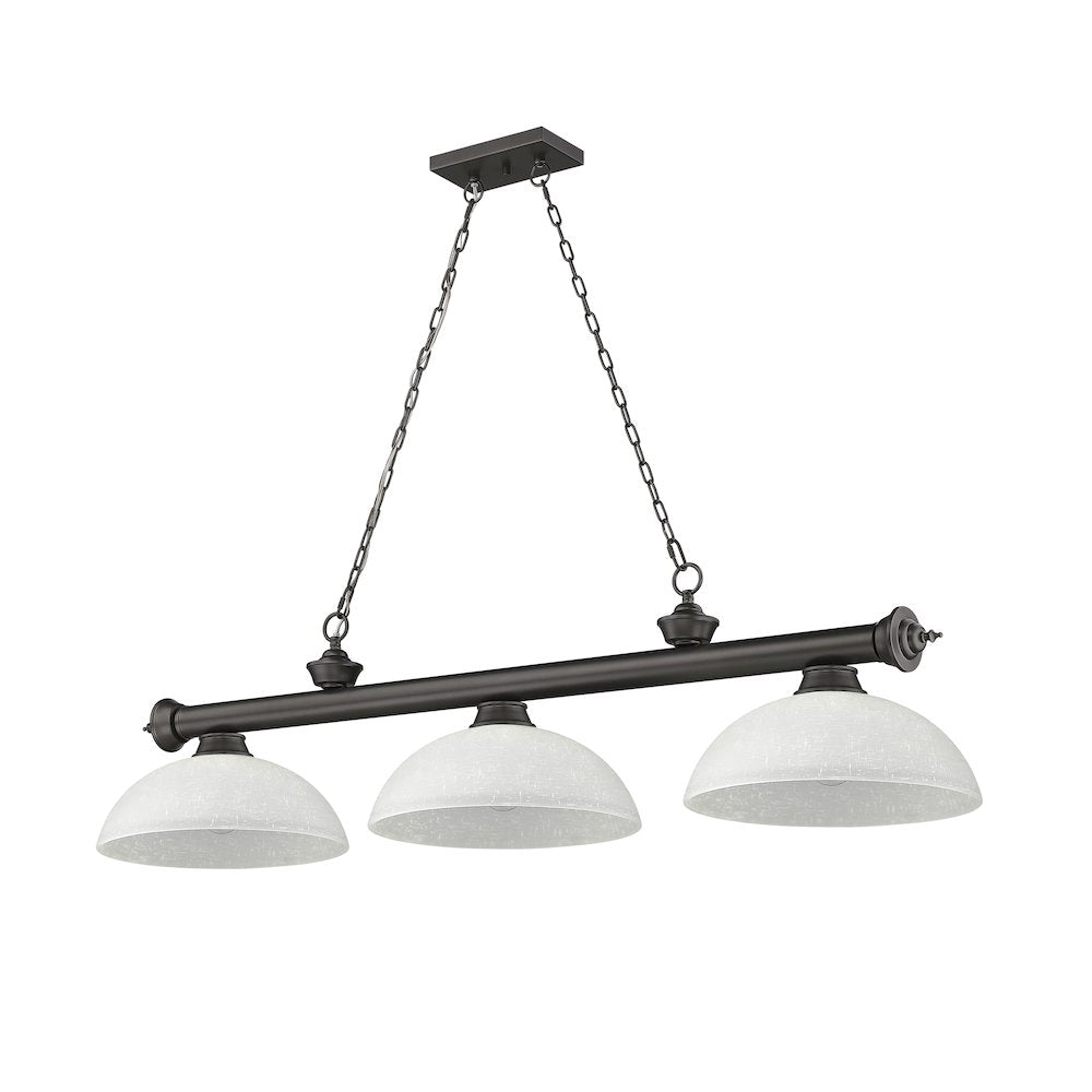 Z-Lite Cordon 3 Light Billiard, Steel Frame, White Linen Shade Color
