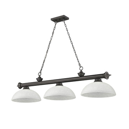 Z-Lite Cordon 3 Light Billiard, Steel Frame, White Linen Shade Color