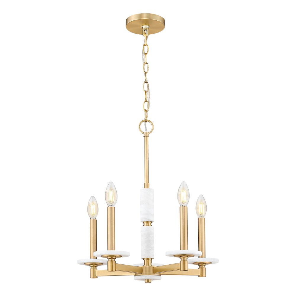 Z-Lite Kaden 5 Light Chandelier in Modern Gold color, Steel frame