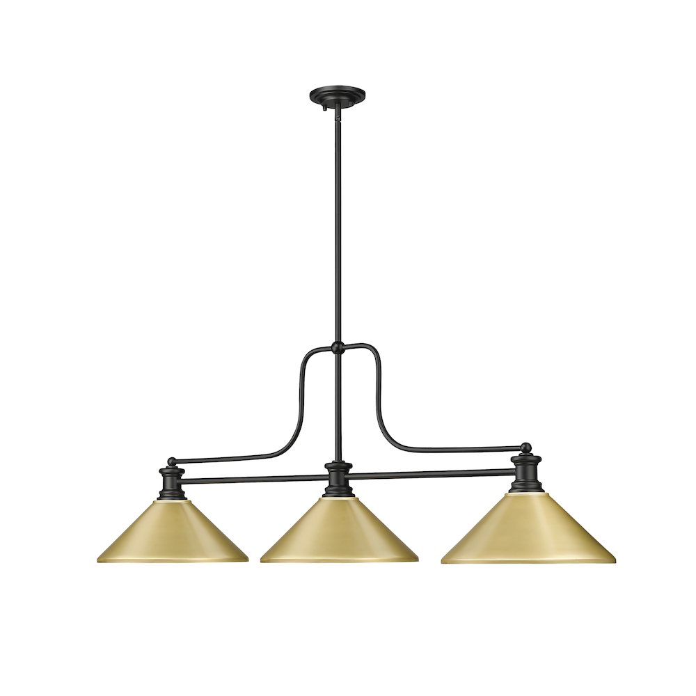 Z-Lite Melange 3 Light Billiard, Steel Frame, Satin Gold Shade Color