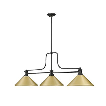 Z-Lite Melange 3 Light Billiard, Steel Frame, Satin Gold Shade Color