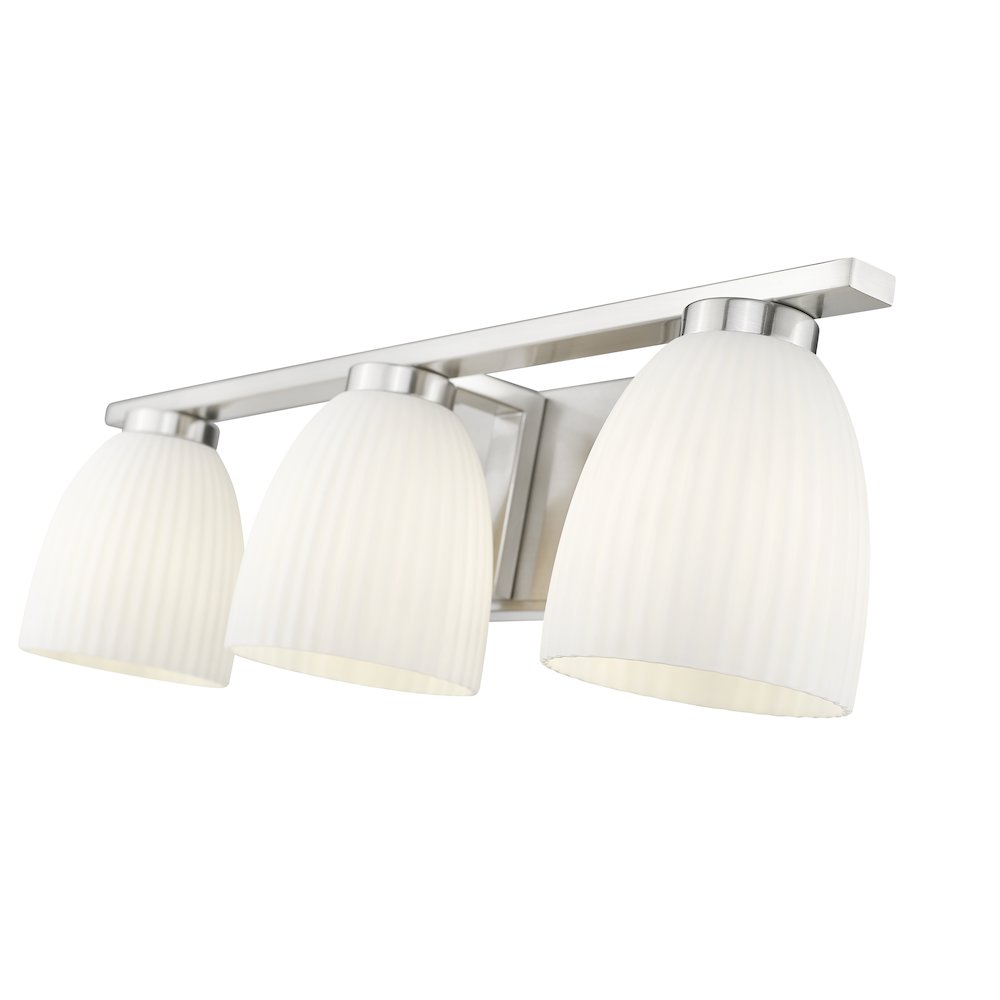 Z-Lite Naya 3 Light Vanity in Brushed Nickel color, Steel frame