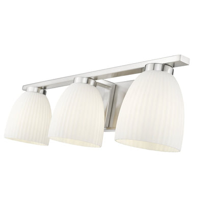 Z-Lite Naya 3 Light Vanity in Brushed Nickel color, Steel frame