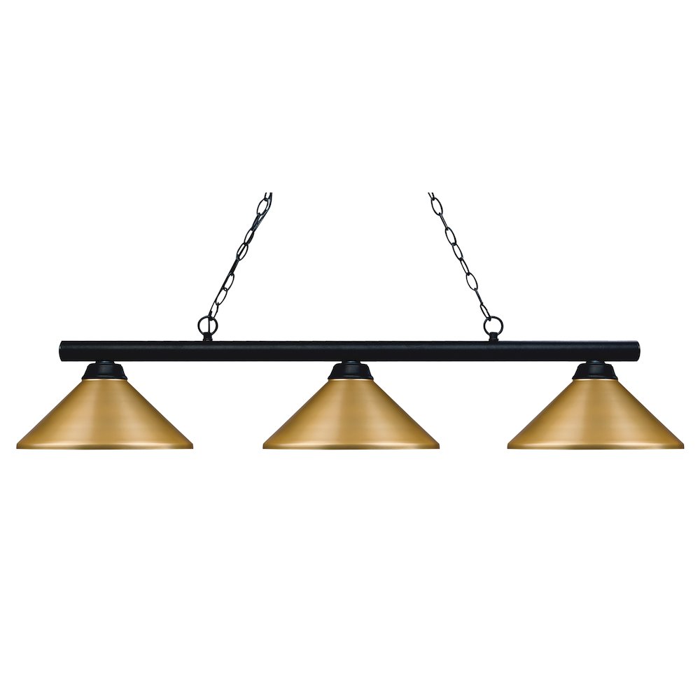 Z-Lite Sharp Shooter 3 Light Billiard, Steel Frame, Satin Gold Shade Color