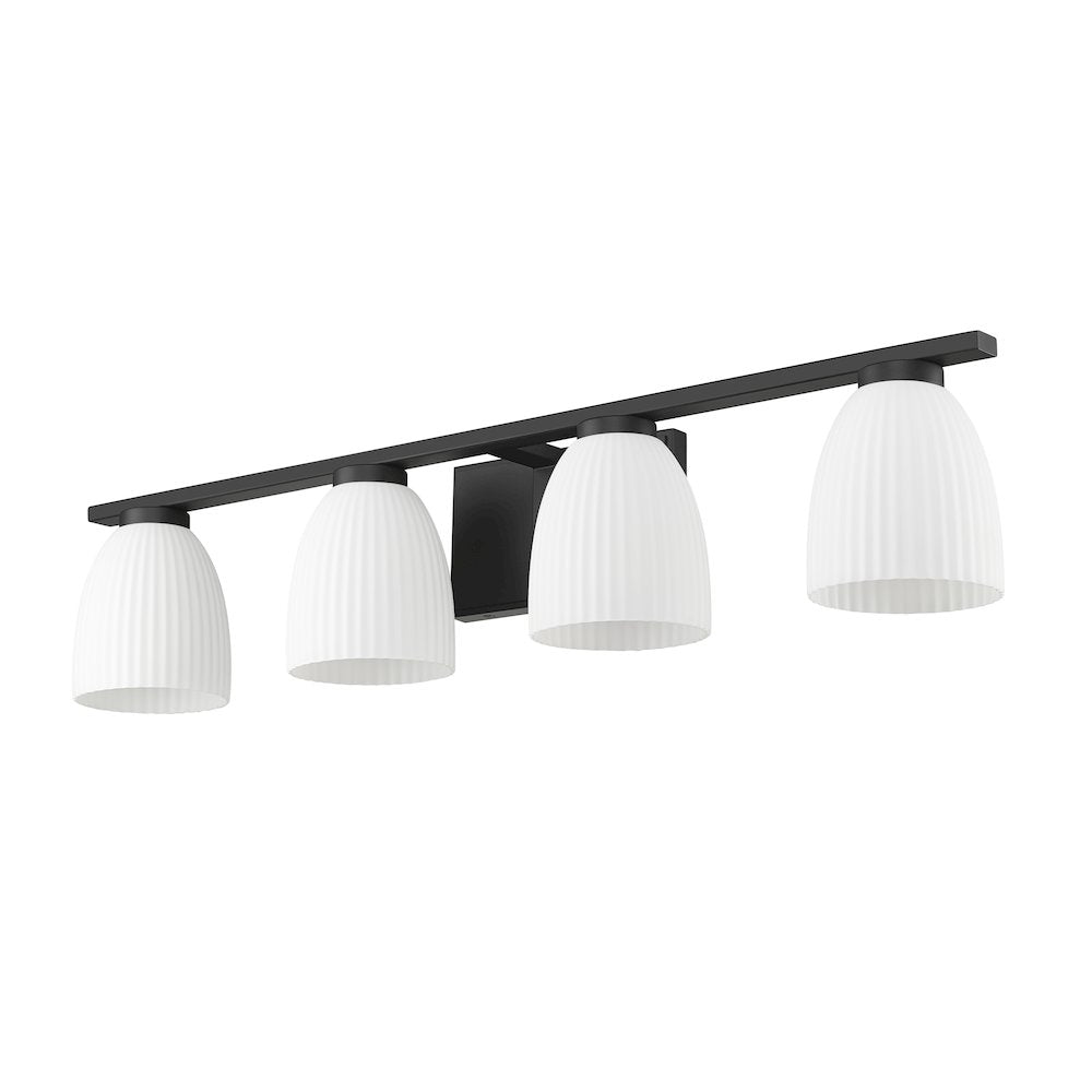 Z-Lite Naya 4 Light Vanity in Matte Black color, Steel frame