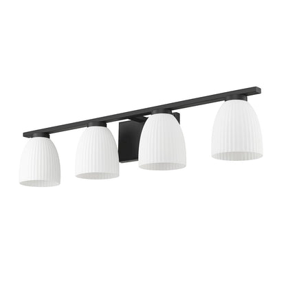 Z-Lite Naya 4 Light Vanity in Matte Black color, Steel frame