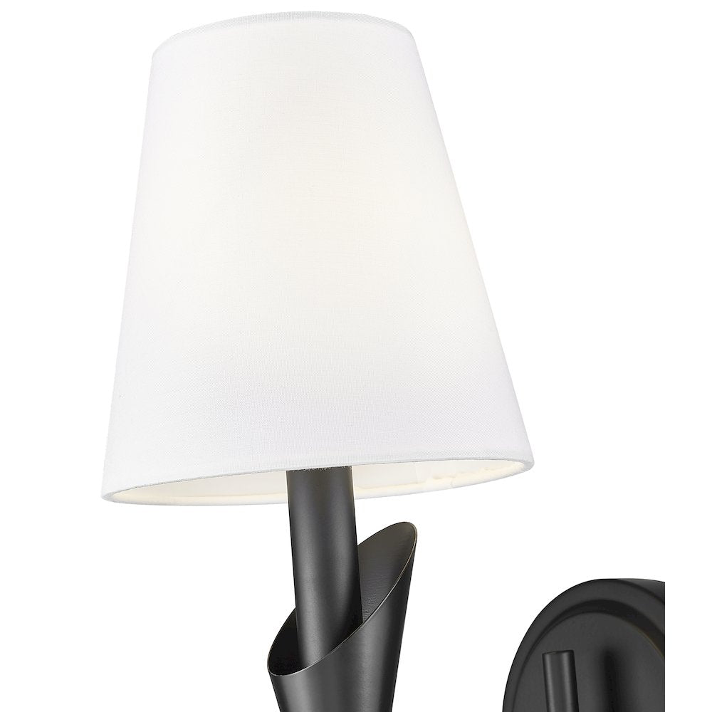 Z-Lite Claudelle 1 Light Wall Sconce in Matte Black color, Steel frame