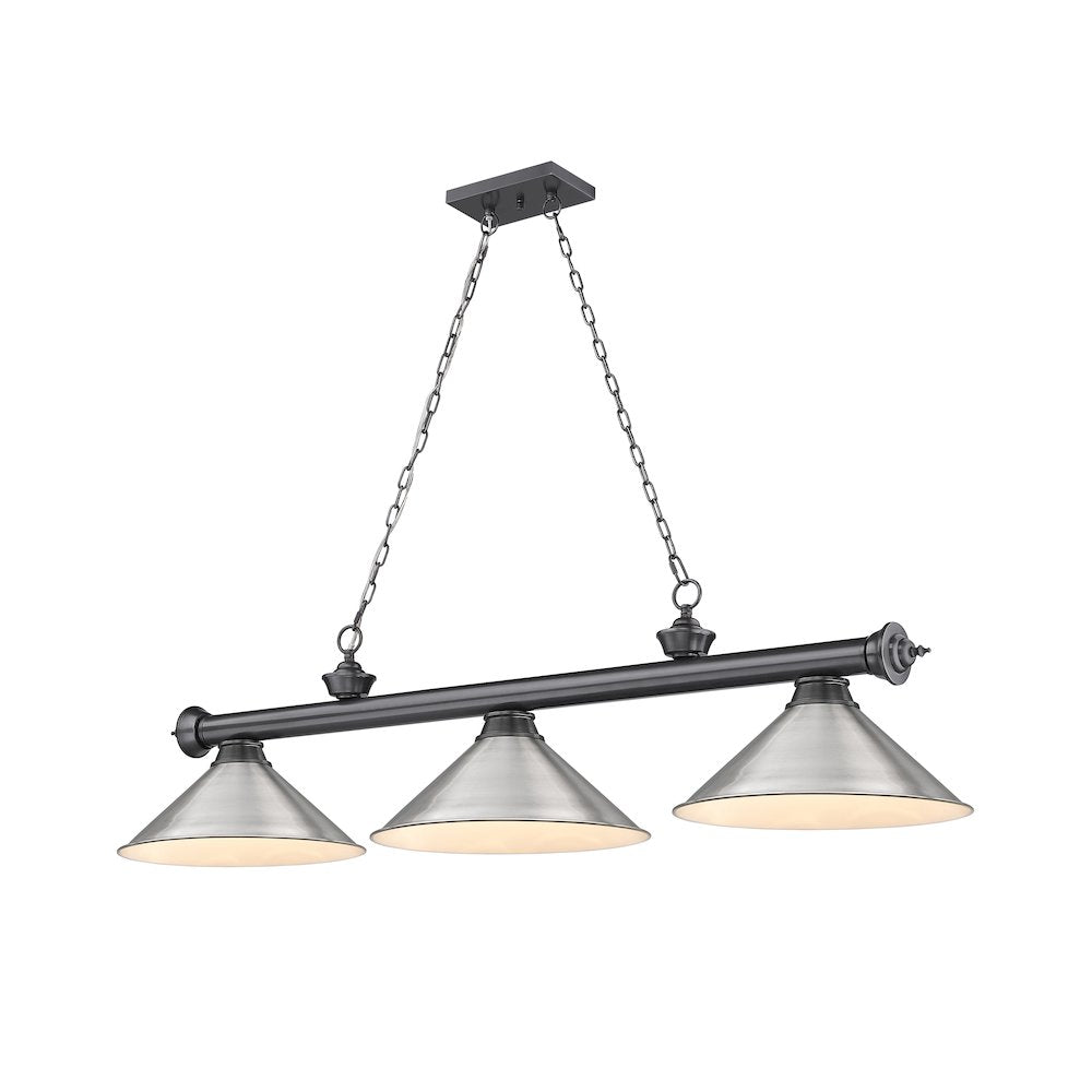 Z-Lite Cordon 3 Light Billiard, Steel Frame, Brushed Nickel Shade Color