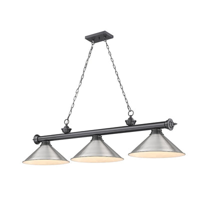 Z-Lite Cordon 3 Light Billiard, Steel Frame, Brushed Nickel Shade Color