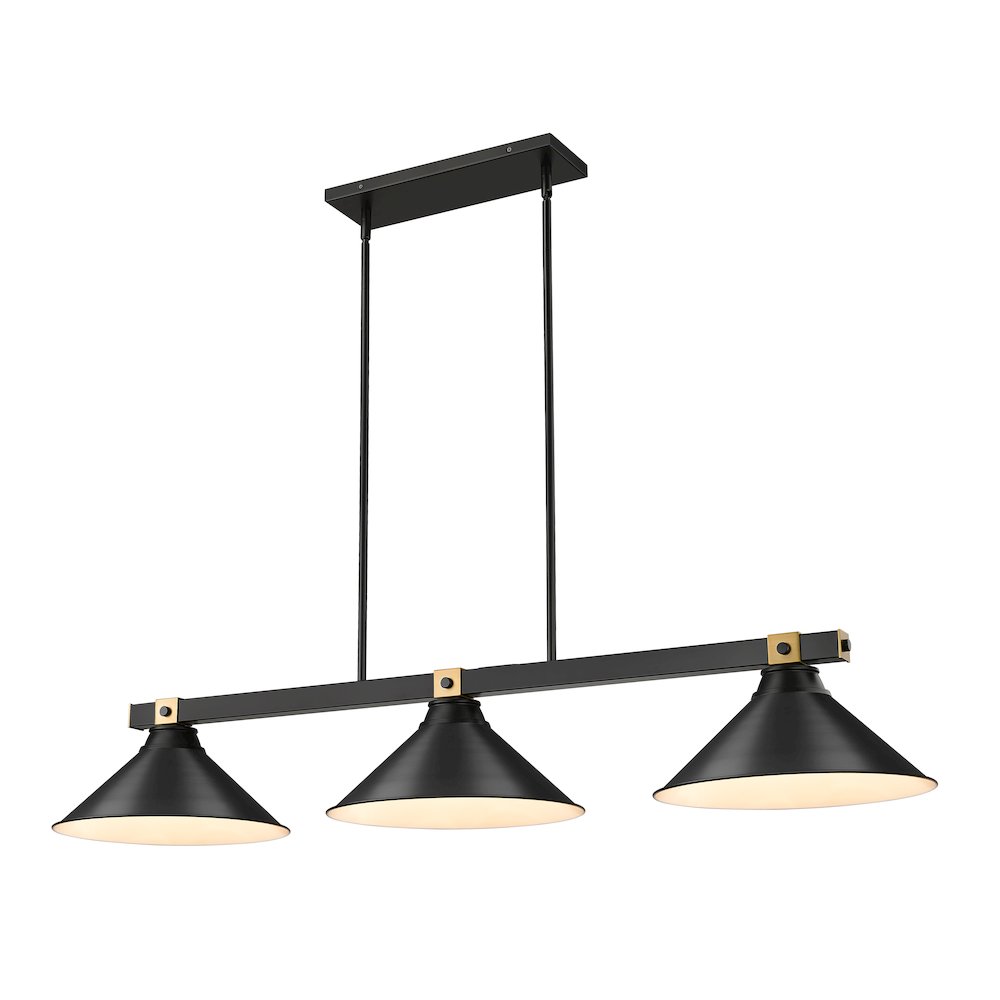 Z-Lite Bronte 3 Light Billiard, Steel Frame, Matte Black Shade Color