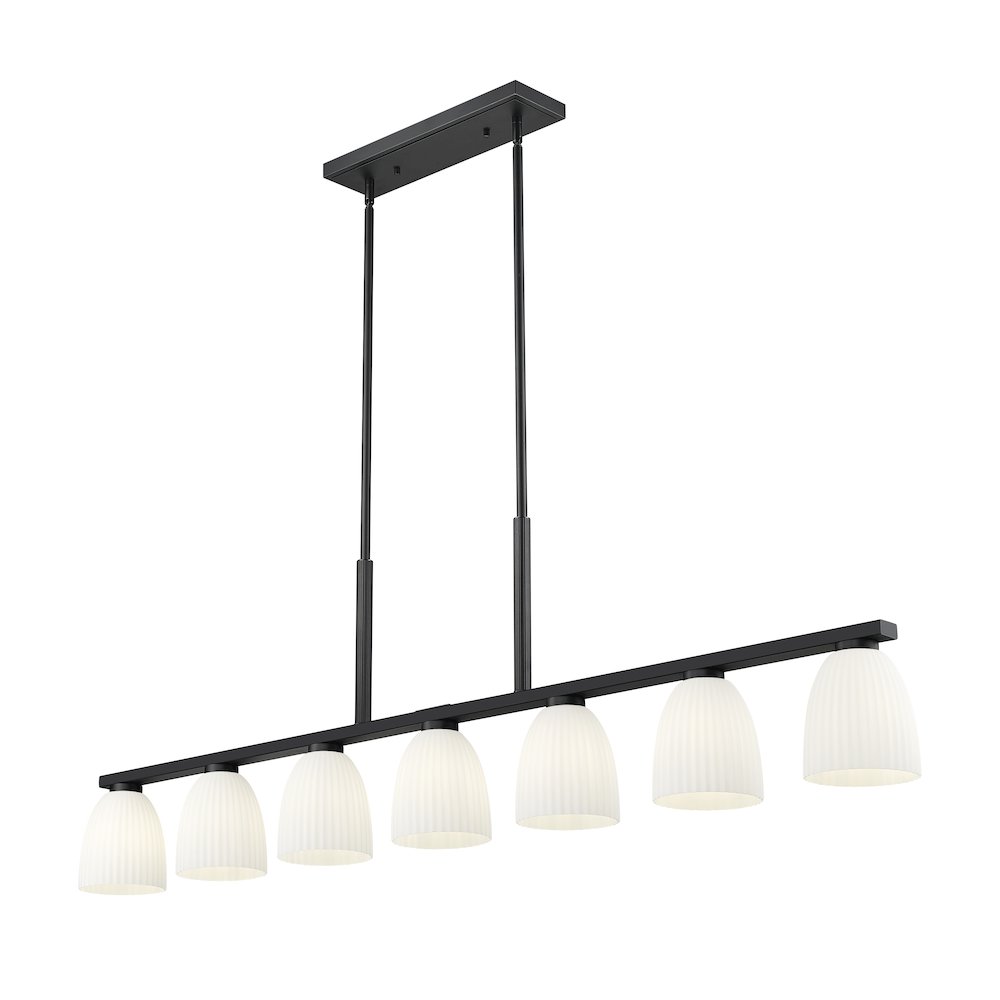 Z-Lite Naya 7 Light Linear Chandelier in Matte Black color, Steel frame