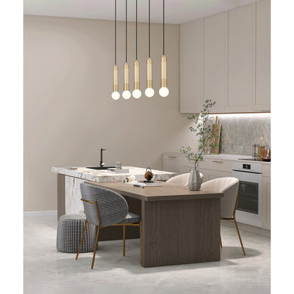 Z-Lite Stari 5 Light Linear Chandelier in Modern Gold color, Steel frame