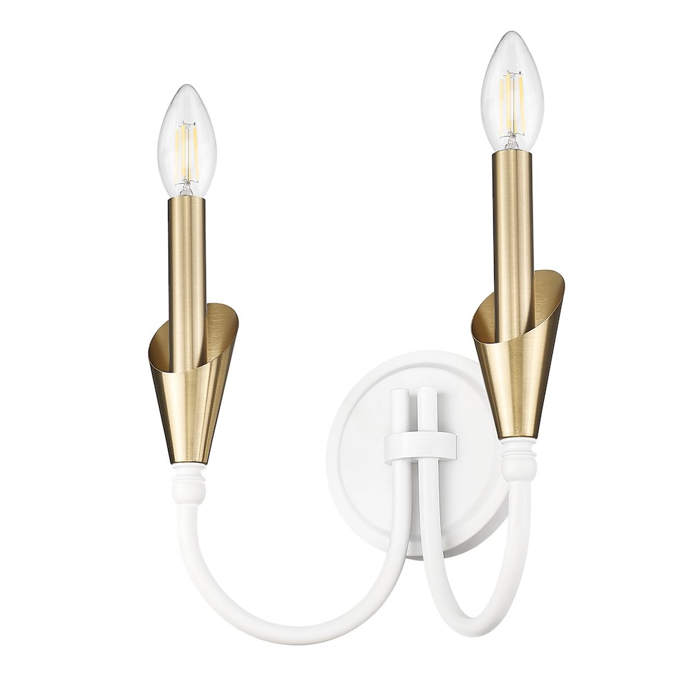 Z-Lite Claudelle 2 Light Wall Sconce in Textured White + Modern Gold color