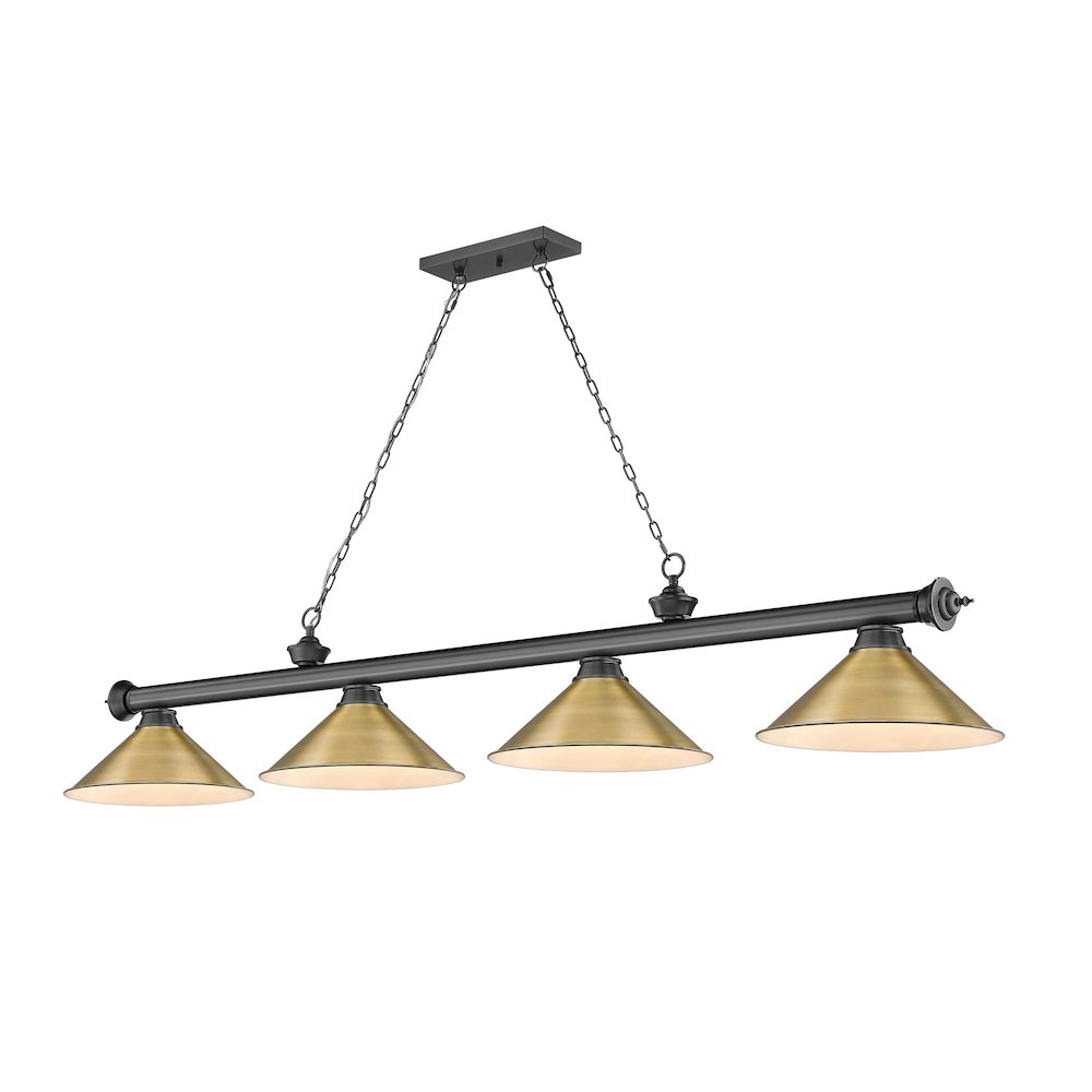 Z-Lite Cordon 4 Light Billiard, Steel Frame, Rubbed Brass Shade Color