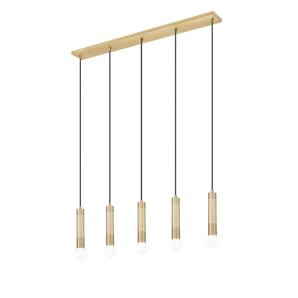 Z-Lite Stari 5 Light Linear Chandelier in Modern Gold color, Steel frame