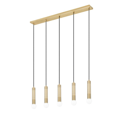 Z-Lite Stari 5 Light Linear Chandelier in Modern Gold color, Steel frame