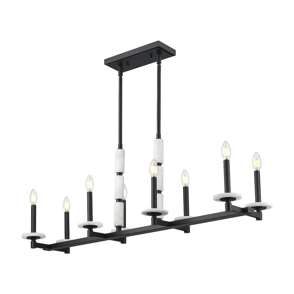 Z-Lite Kaden 8 Light Linear Chandelier in Matte Black color, Steel frame
