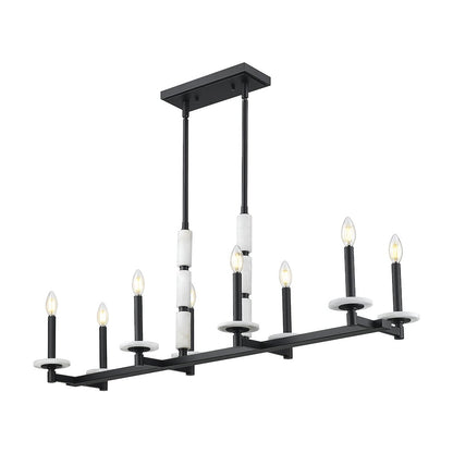 Z-Lite Kaden 8 Light Linear Chandelier in Matte Black color, Steel frame