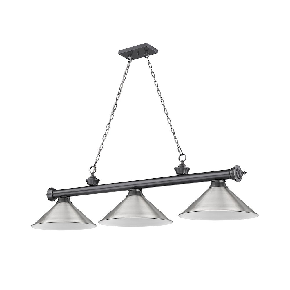Z-Lite Cordon 3 Light Billiard, Steel Frame, Brushed Nickel Shade Color