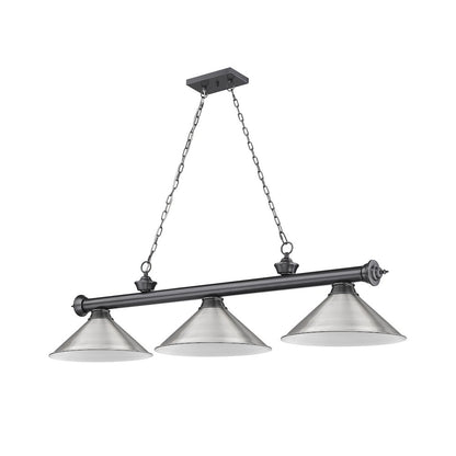 Z-Lite Cordon 3 Light Billiard, Steel Frame, Brushed Nickel Shade Color