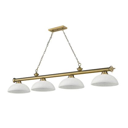 Z-Lite Cordon 4 Light Billiard, Steel Frame, White Linen Shade Color