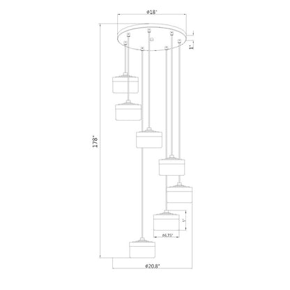 Z-Lite 7 Light Chandelier, Modern Gold