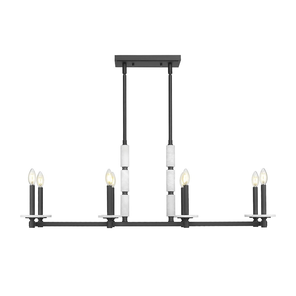 Z-Lite Kaden 8 Light Linear Chandelier in Matte Black color, Steel frame