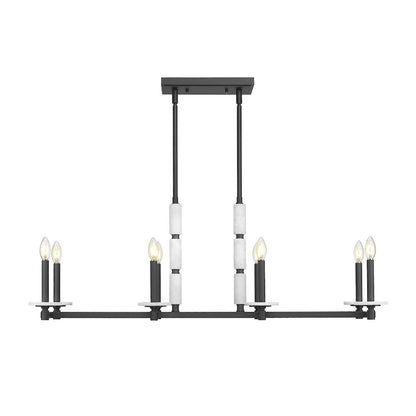 Z-Lite Kaden 8 Light Linear Chandelier in Matte Black color, Steel frame