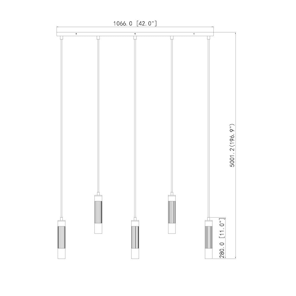 Z-Lite Stari 5 Light Linear Chandelier in Modern Gold color, Steel frame