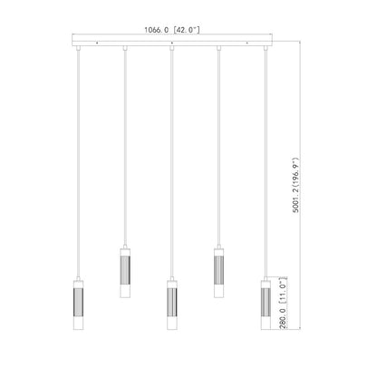 Z-Lite Stari 5 Light Linear Chandelier in Modern Gold color, Steel frame